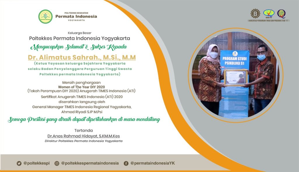 Ketua Yayasan Keluarga Sejahtera Meraih Penghargaan “Women of The Year DIY 2020”