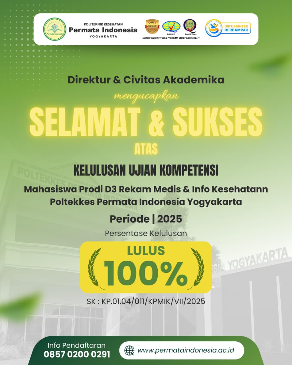 Selamat & Sukses Peserta UKOM D3 RMIK dan D3 Kebidanan Poltekkes Permata Indonesia